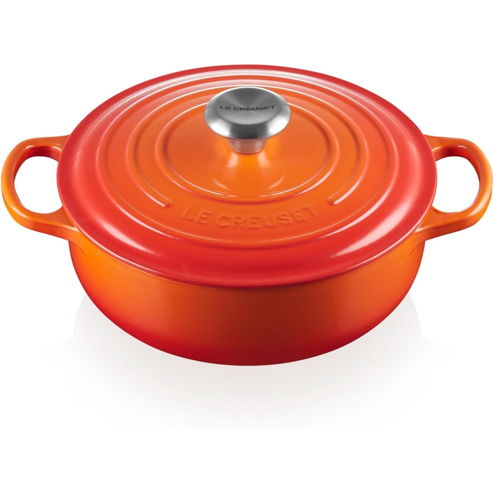 image:imageLe Creuset Enameled Cast Iron Signature Round Sauteuse 35 qt OliveFlame