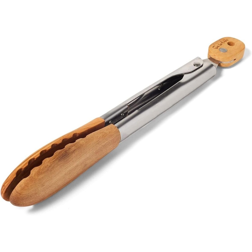 image:imageSur La Table Olivewood Tipped Tongs Tan