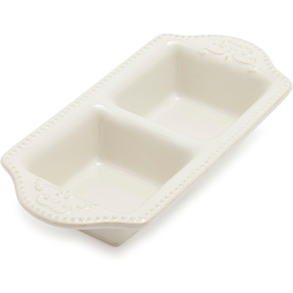 image:imageSur La Table Pearl Stoneware TwoSection Dish White
