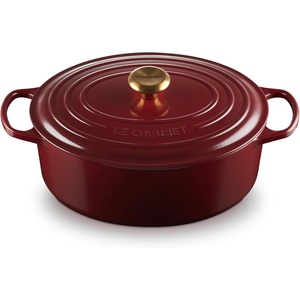 image:imageLe Creuset Enameled Cast Iron Signature Oval Dutch Oven 8 qt WhiteGarnet