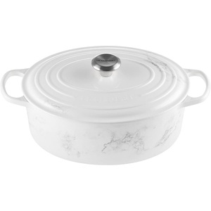 image:imageLe Creuset Enameled Cast Iron Signature Oval Dutch Oven 8 qt WhiteMarble
