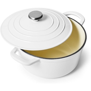 image:imageSur La Table 5Qt Enameled Cast Iron Dutch Oven  With Lid for Braising Baking amp Deep Frying Induction Compatible Oven to 500F MoistureRetaining Design for Flavorful Results White