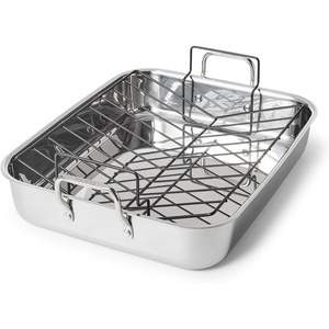 image:imageSur La Table Classic 3Ply Stainless Steel Roaster with Nonstick Rack 1575x13 Silver