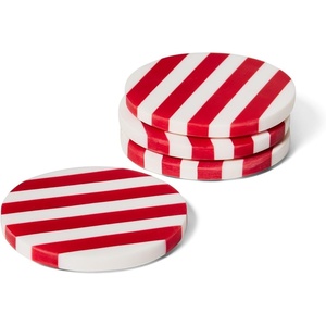 image:imageSur La Table Seaside Resin Striped Coasters Set of 4 Red