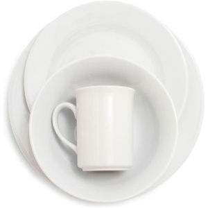 image:imageSur La Table Bistro 24 Piece Porcelain Dinnerware Set includes Dinner Plates Salad Plates Cereal Bowls and Mugs Service for 6 White  Microwave and Dishwasher