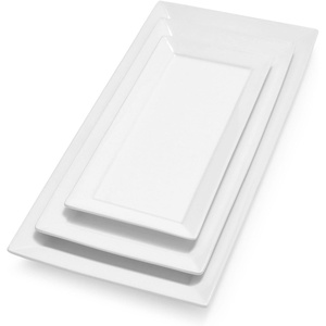 image:imageSur La Table Porcelain Platter Set of 3  Classic White Serving Trays in 15 125 amp 10 Sizes Oven Microwave Freezer amp Dishwasher