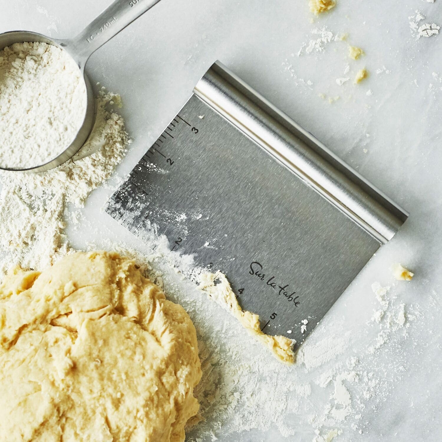image:imageSur La Table Stainless Steel Bench Scraper Sharp Rigid Blade for Dough Cutting Portioning and Surface Cleaning