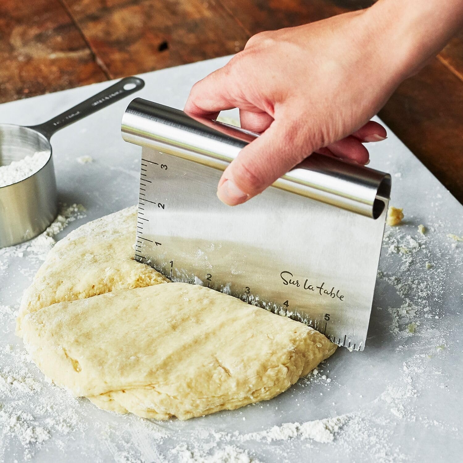 image:imageSur La Table Stainless Steel Bench Scraper Sharp Rigid Blade for Dough Cutting Portioning and Surface Cleaning